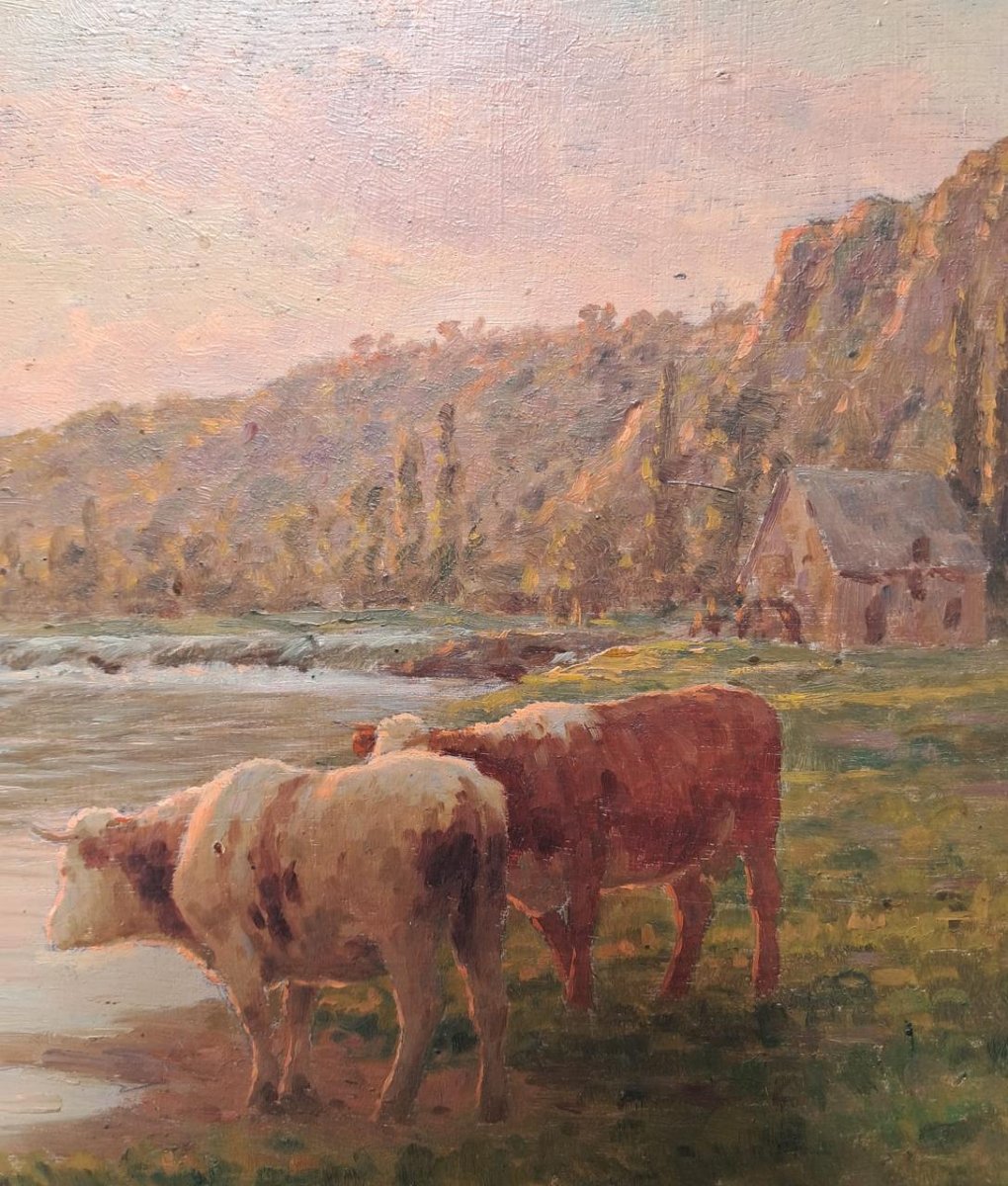 Felix Planquette, Vallée De l'Oise Près De Thury-harcourt, Oil On Panel, Late 19th-early 20th Century-photo-2