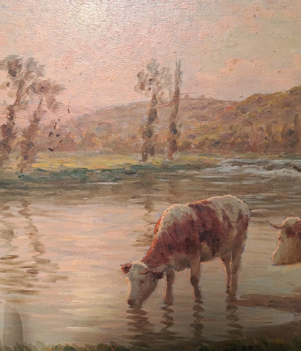 Felix Planquette, Vallée De l'Oise Près De Thury-harcourt, Oil On Panel, Late 19th-early 20th Century-photo-3