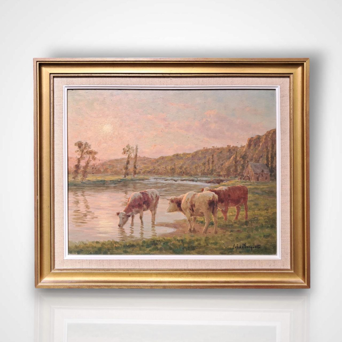 Felix Planquette, Vallée De l'Oise Près De Thury-harcourt, Oil On Panel, Late 19th-early 20th Century