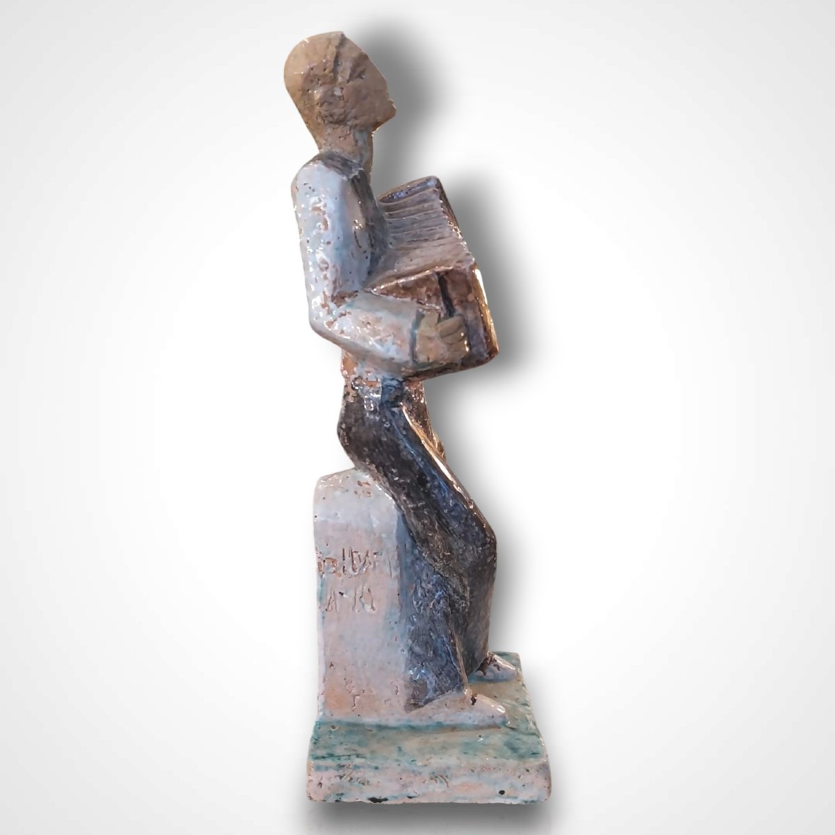édouard Cazaux (1889-1974), Faîence Sculpture, The Cccordionist, 20th Century-photo-2