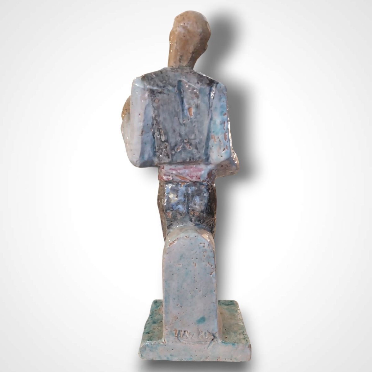 édouard Cazaux (1889-1974), Faîence Sculpture, The Cccordionist, 20th Century-photo-3