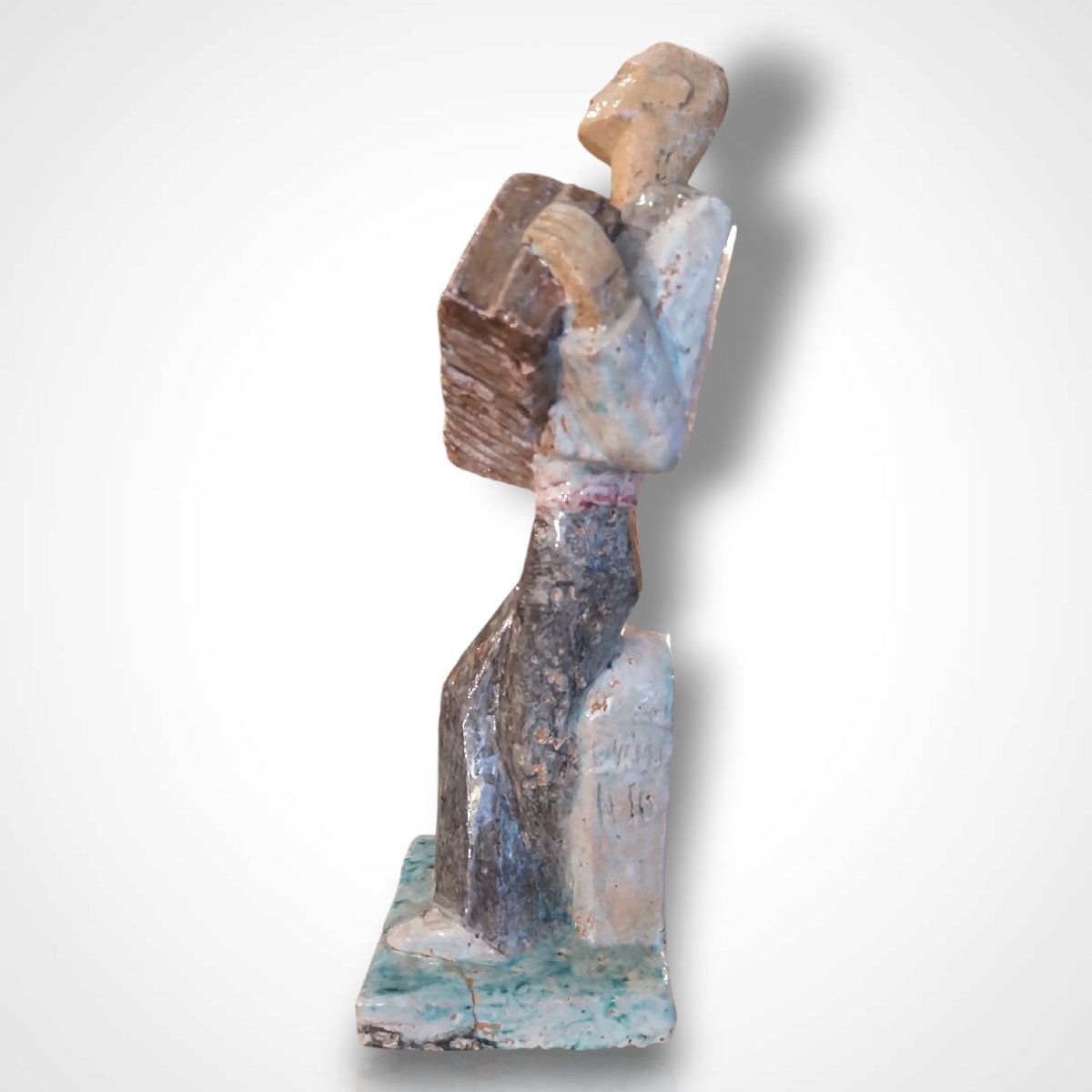 édouard Cazaux (1889-1974), Faîence Sculpture, The Cccordionist, 20th Century-photo-4
