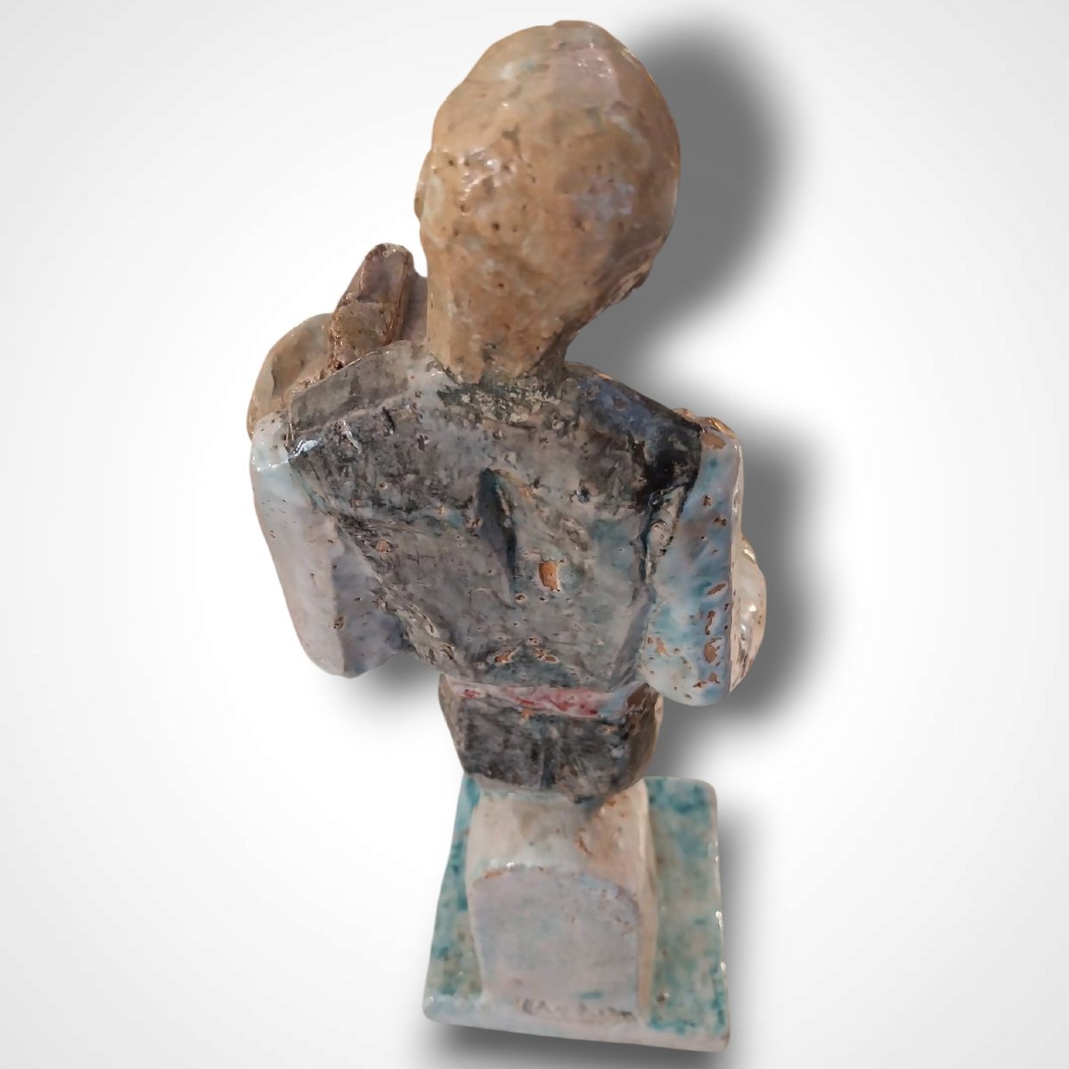 édouard Cazaux (1889-1974), Faîence Sculpture, The Cccordionist, 20th Century-photo-1