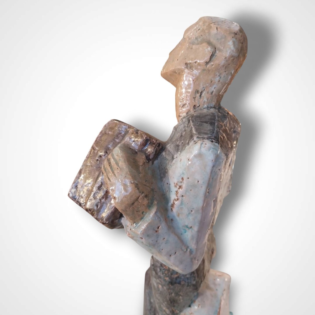 édouard Cazaux (1889-1974), Faîence Sculpture, The Cccordionist, 20th Century-photo-6