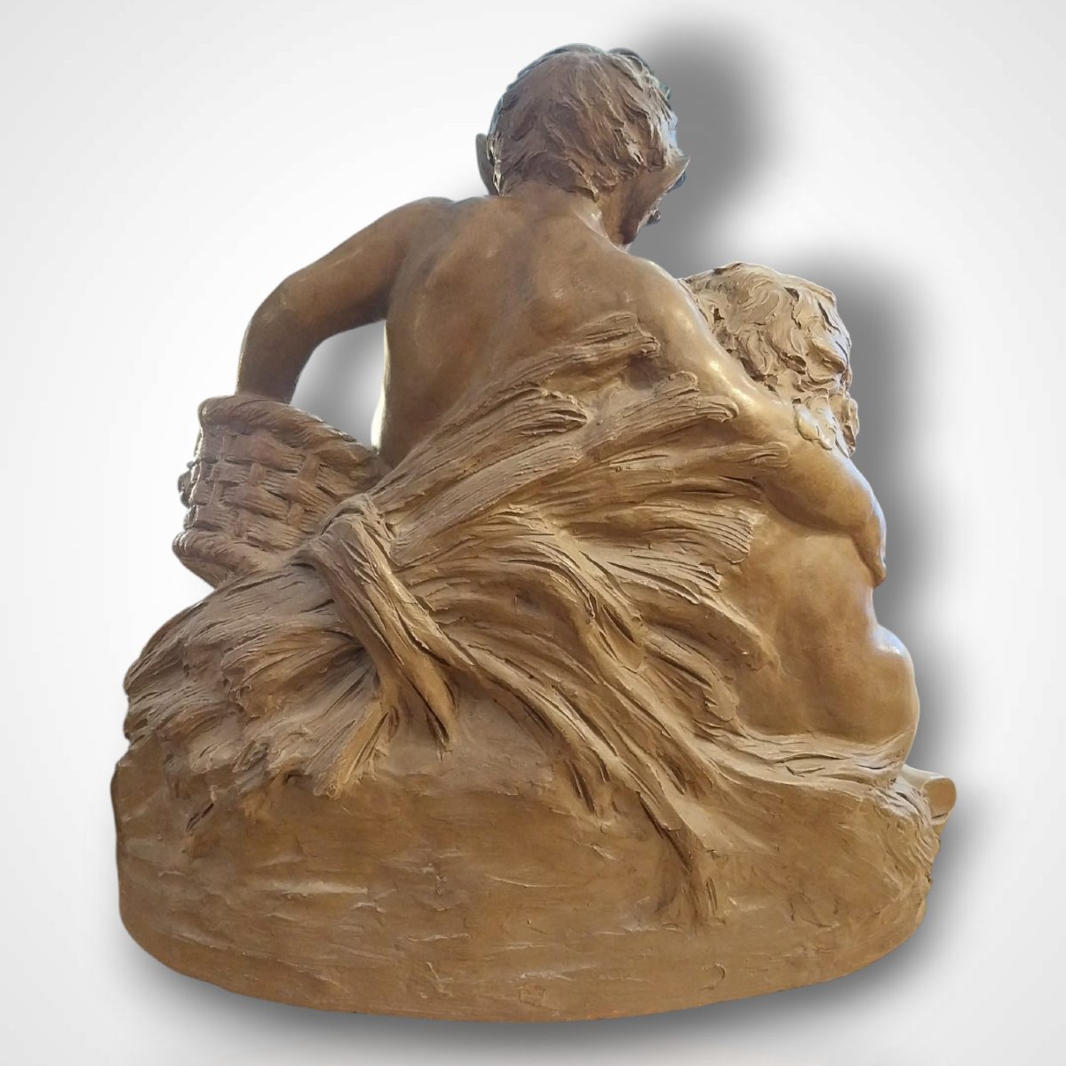 Charles Théodore Perron (1862-1934), Terracotta Sculpture, Young Satyr Fauns, 19th Century-photo-2