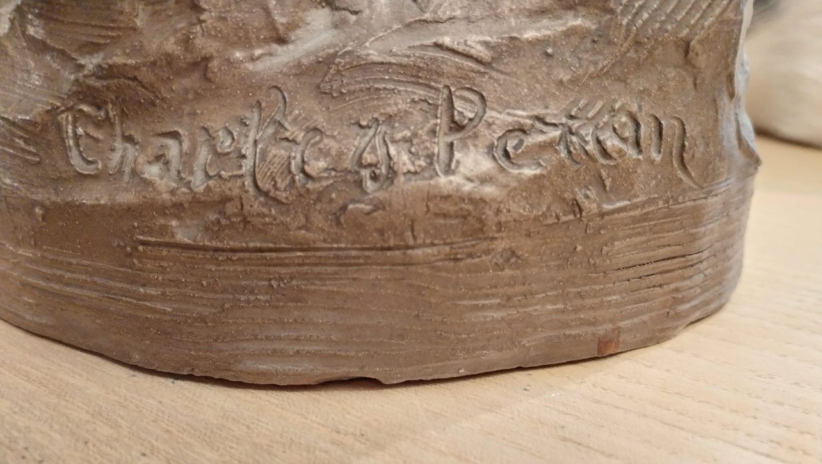 Charles Théodore Perron (1862-1934), Terracotta Sculpture, Young Satyr Fauns, 19th Century-photo-5