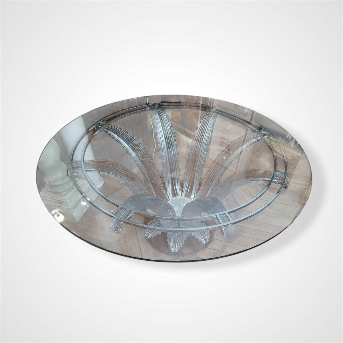 Glass And Cast Crystal Dining Table, Marc Lalique, 20th Century-photo-3