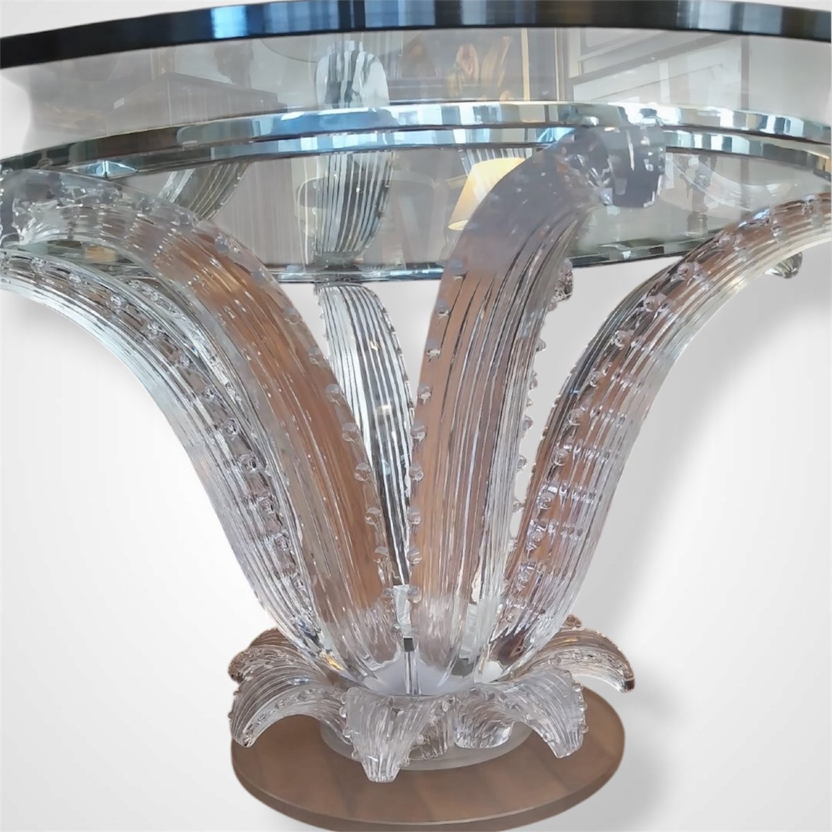 Glass And Cast Crystal Dining Table, Marc Lalique, 20th Century-photo-4