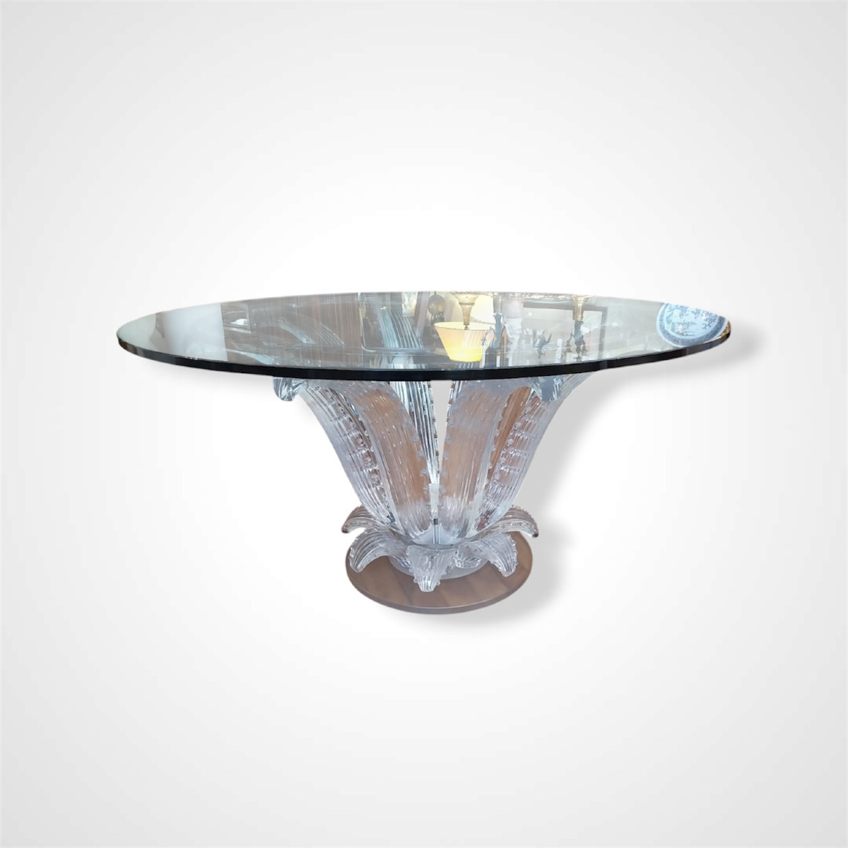 Glass And Cast Crystal Dining Table, Marc Lalique, 20th Century