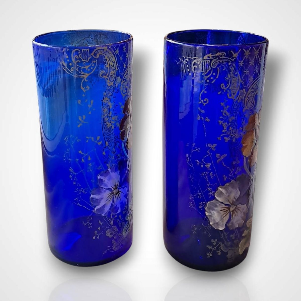 Legras, paire de vases en verre émaillé, début XXe-photo-2