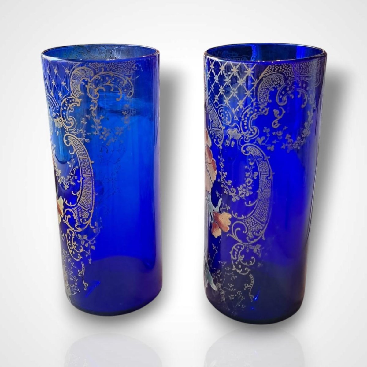 Legras, paire de vases en verre émaillé, début XXe-photo-4
