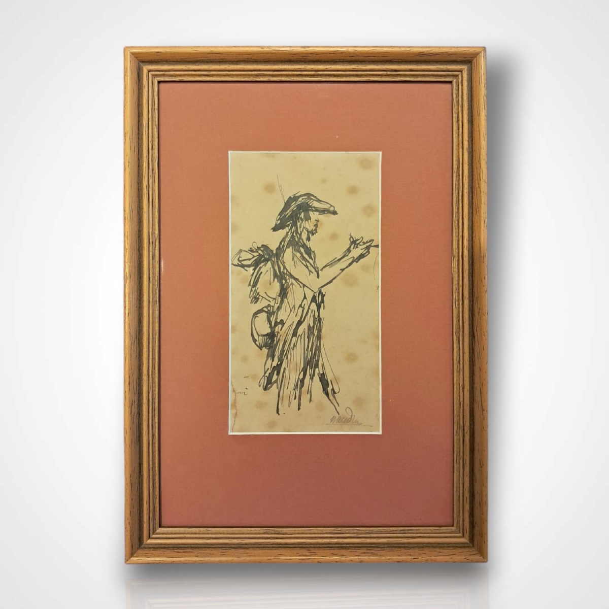 Bernard Naudin, dessin de soldat, encre sur papier, XXe