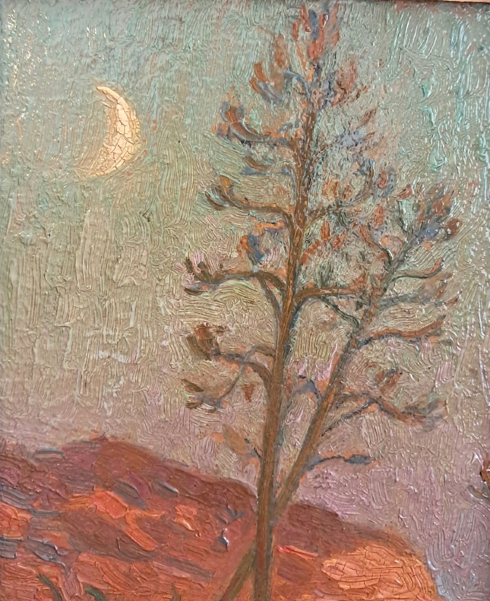 Marcel Dominique Poggioli, View Of Corsica, Oil On Panel, Early 20th Century-photo-1