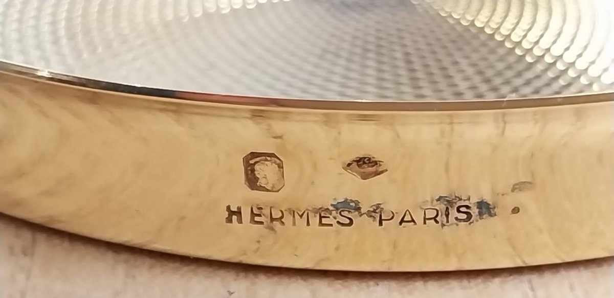 Hermès Paris, paire de dessous de bouteilles en vermeil, XXe-photo-6