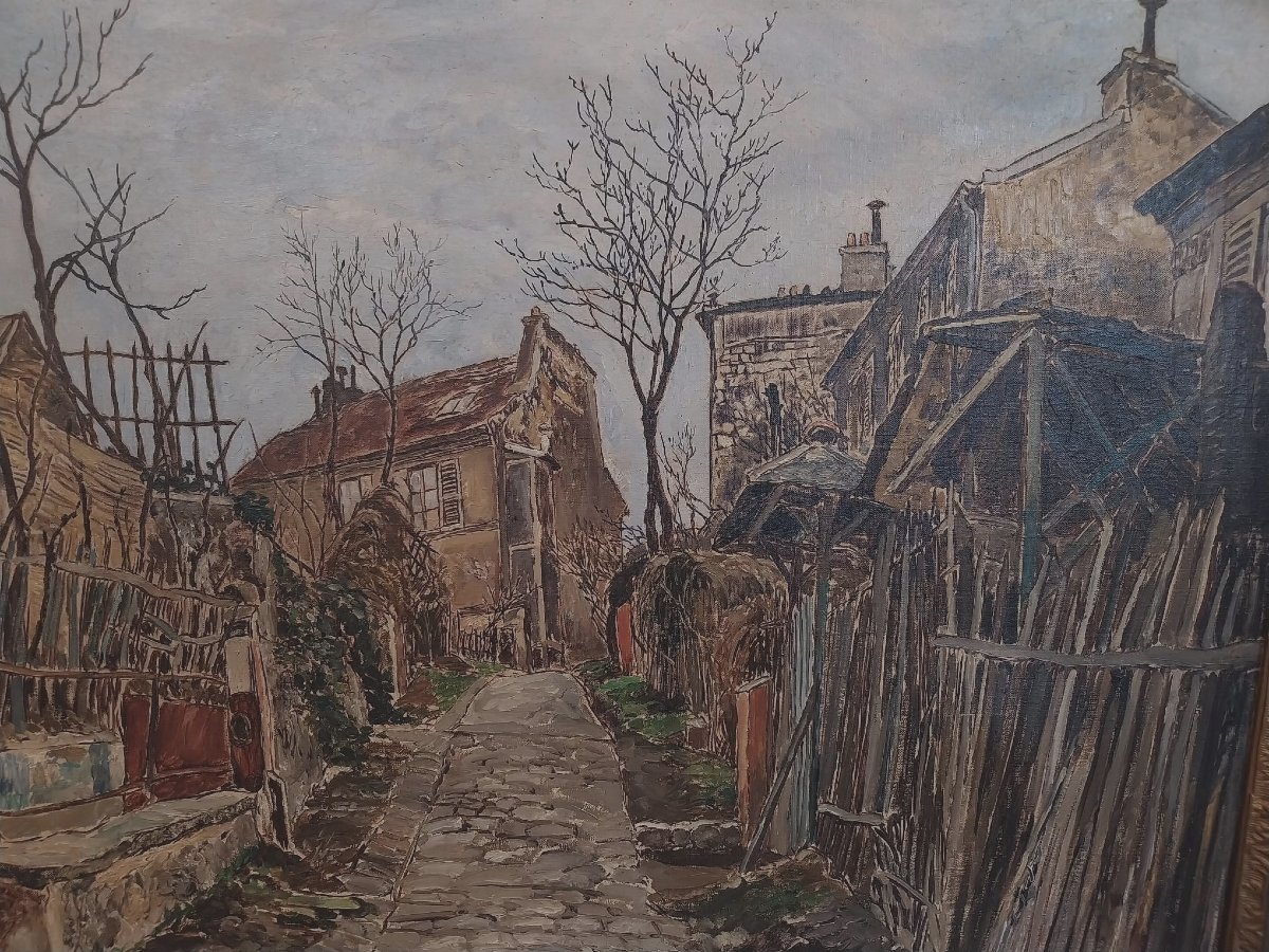 Marcel Leprin (1891-1933), huile sur toile, vue de Montmartre, XXe-photo-3