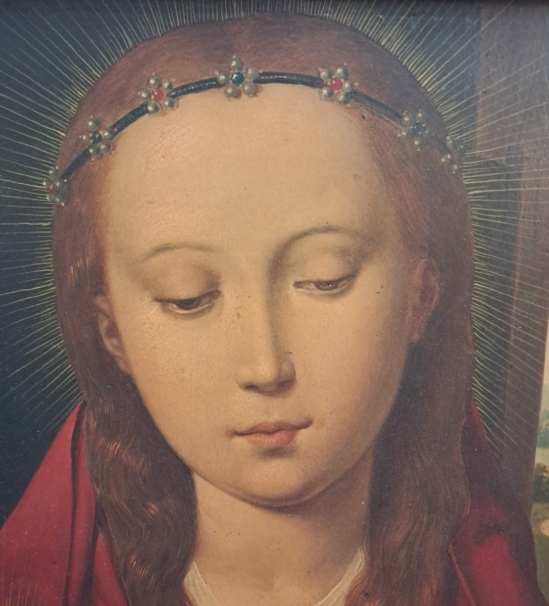 After Hans Memling, Virgin And Child, Oil On Copper, 19th Century-photo-3