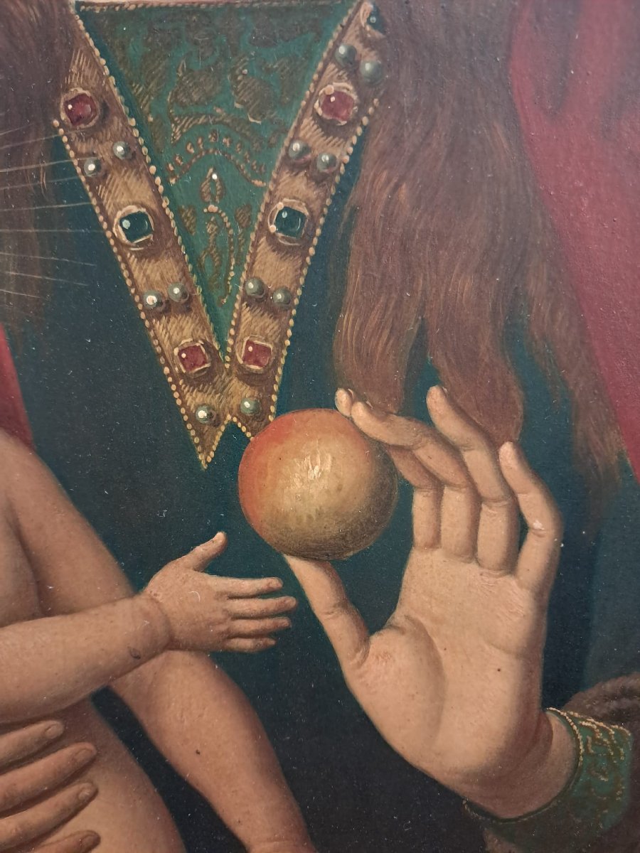 After Hans Memling, Virgin And Child, Oil On Copper, 19th Century-photo-1