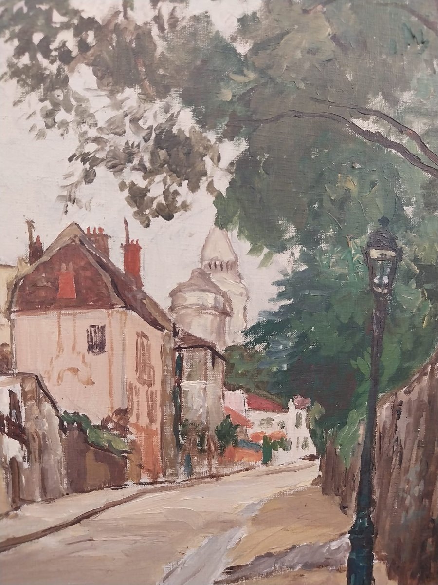 Marcel Leprin (1891-1933), huile sur toile, vue de la rue de l’Abreuvoir, XXe-photo-2