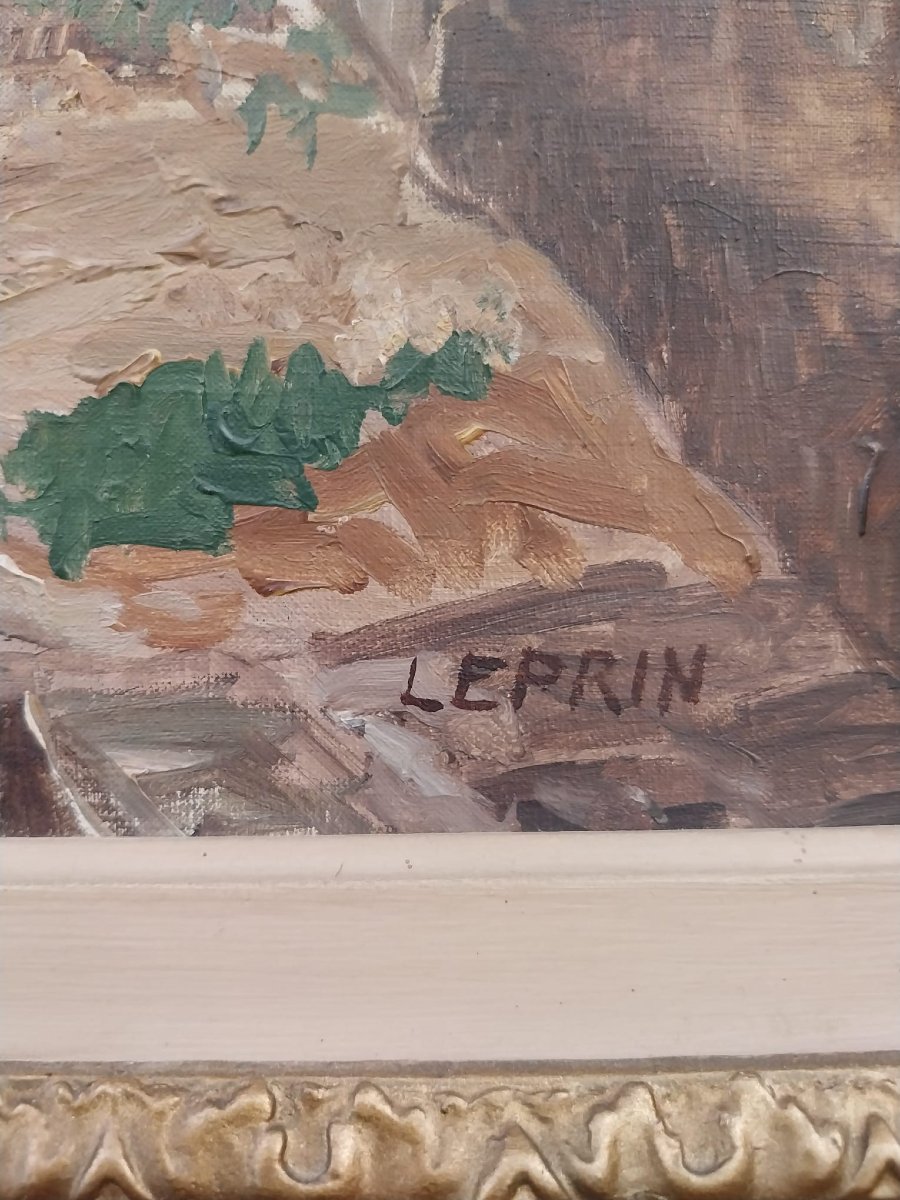 Marcel Leprin (1891-1933), huile sur toile, vue de la rue de l’Abreuvoir, XXe-photo-2