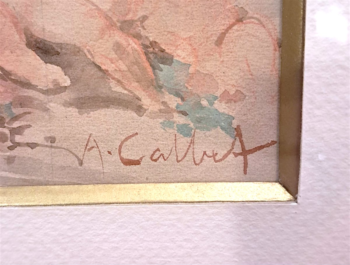 Antoine Calbet, esquisse à la sanguine et l’aquarelle, fin XIXe-début XXe-photo-3