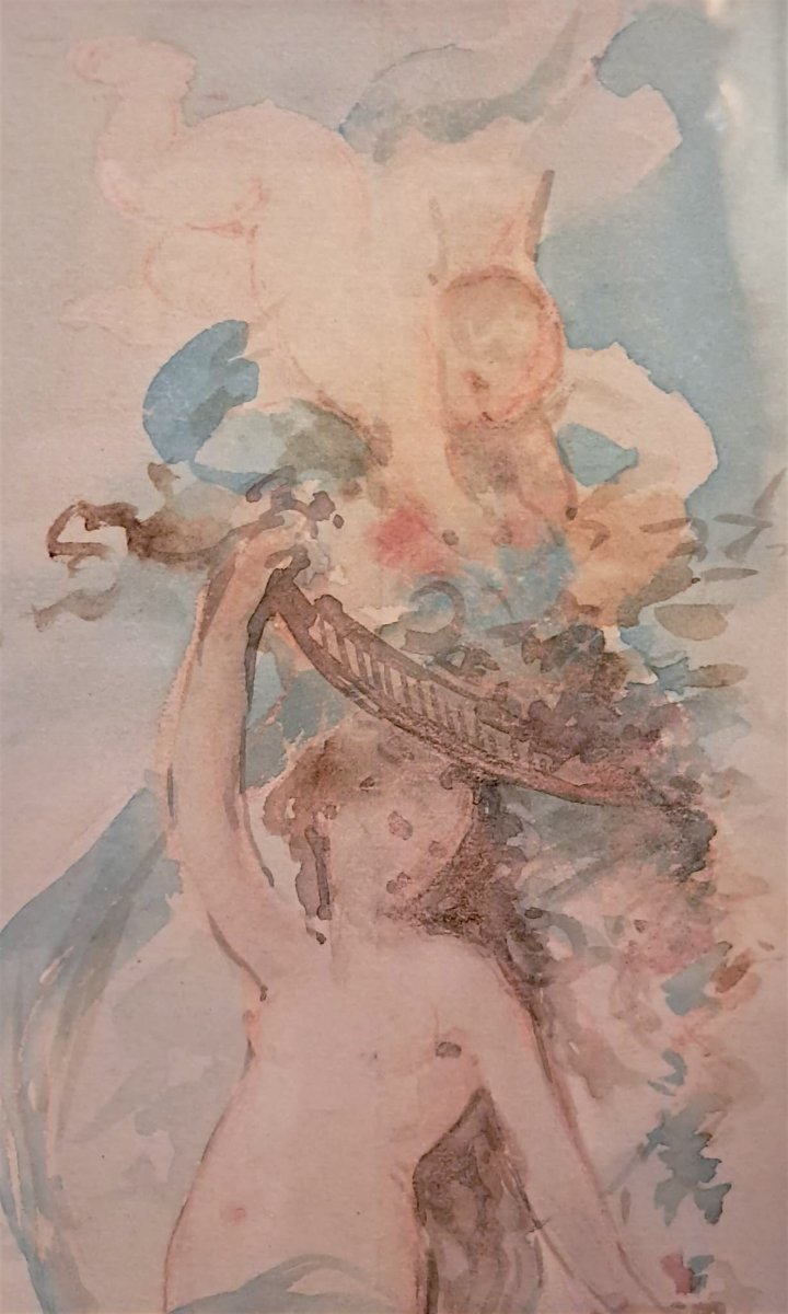 Antoine Calbet, esquisse à la sanguine et l’aquarelle, fin XIXe-début XXe-photo-1