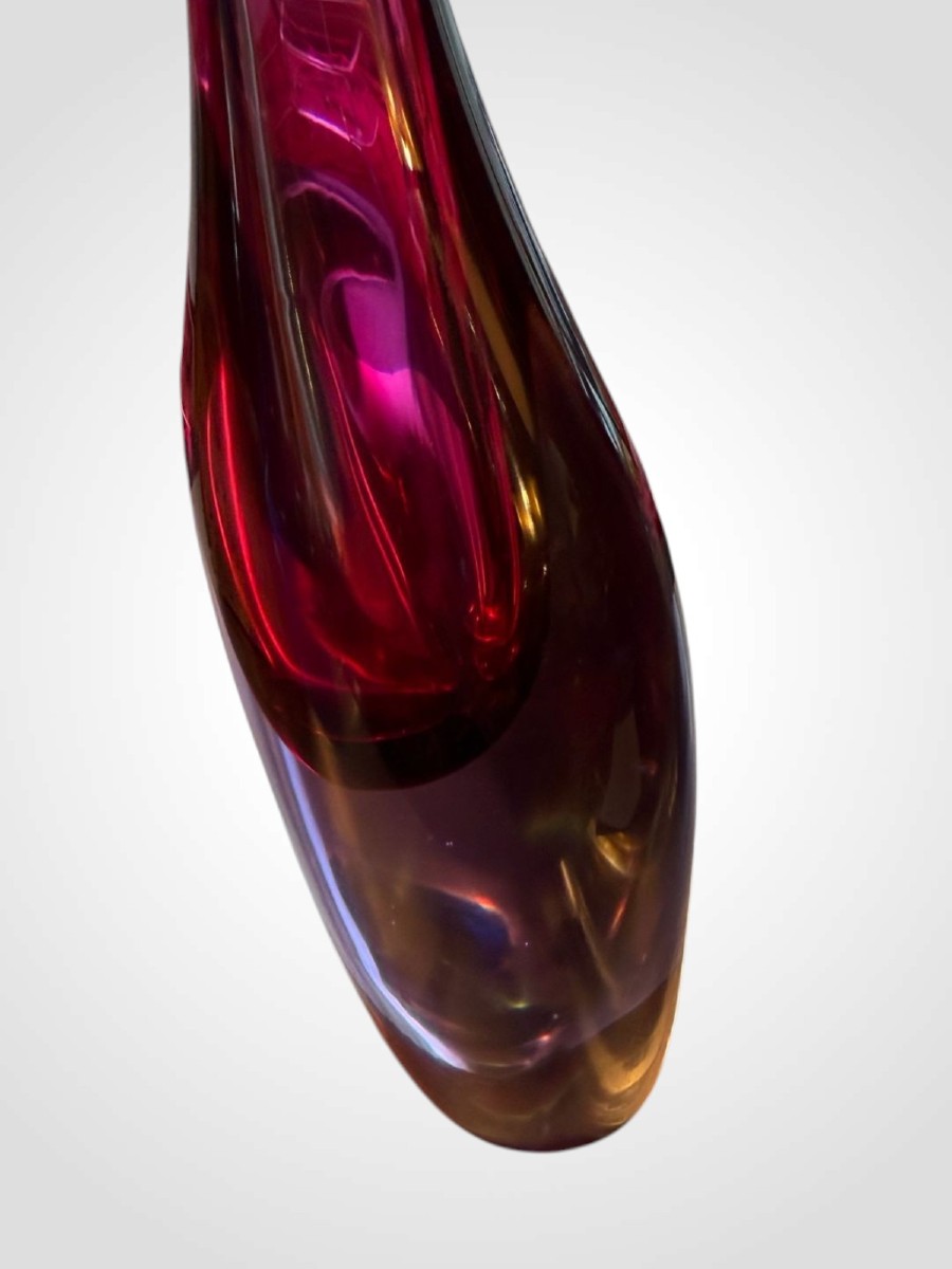 Murano Vase, Bright Red, 20th Century-photo-2
