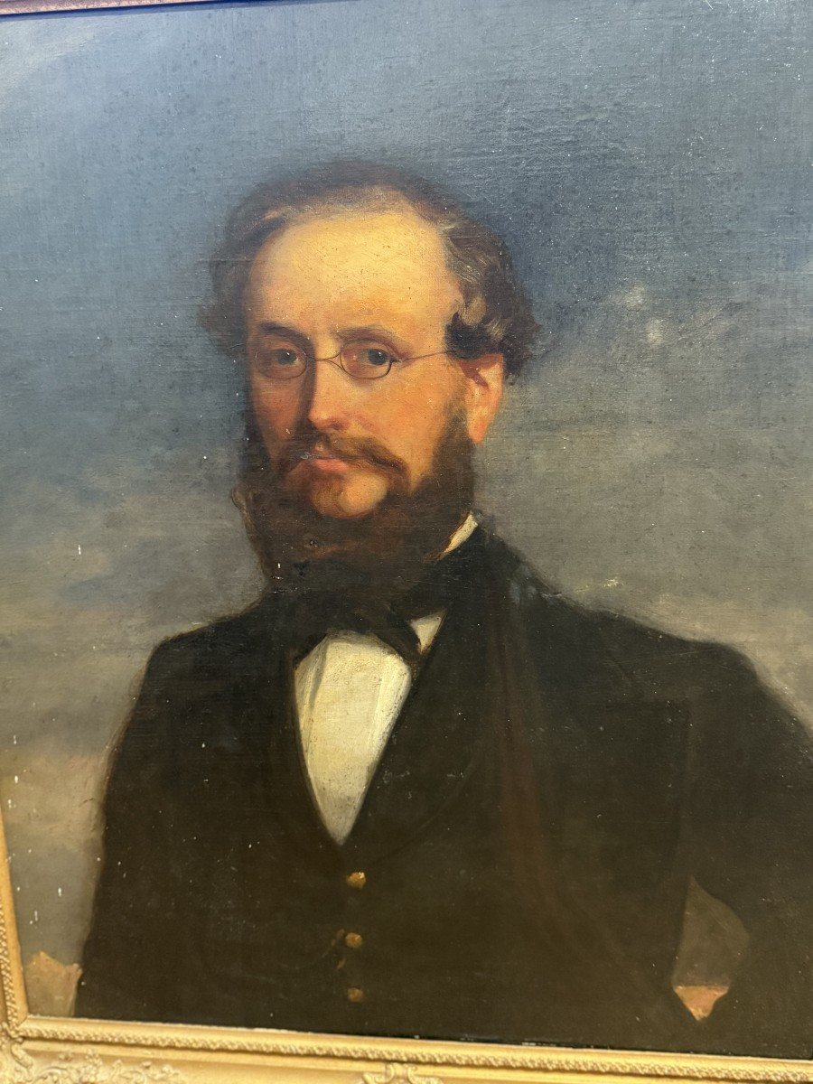 Hst, portrait d'homme aux lunettes, 19ème siècle-photo-2