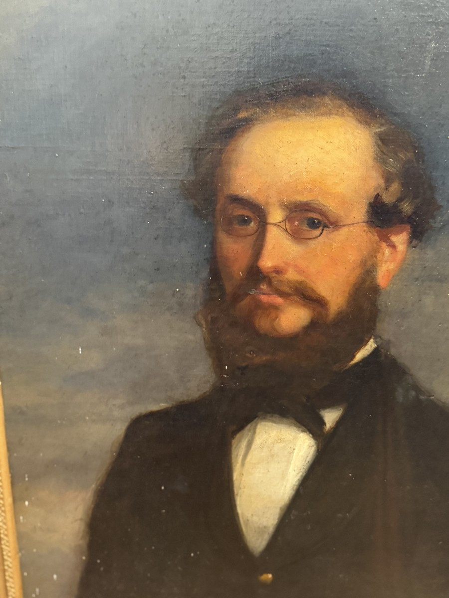 Hst, portrait d'homme aux lunettes, 19ème siècle-photo-3