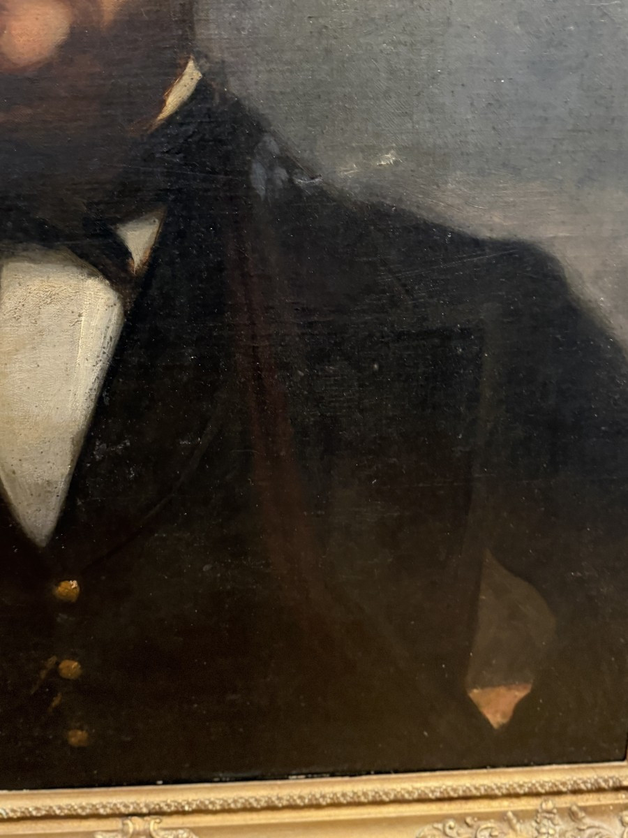 Hst, portrait d'homme aux lunettes, 19ème siècle-photo-1