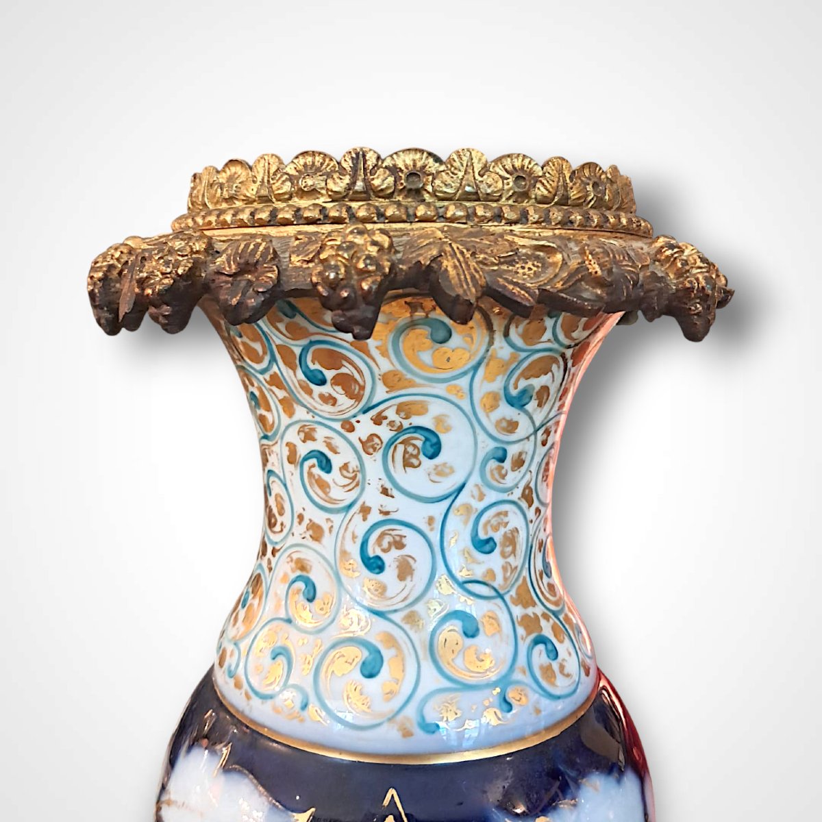 Pair Of Paris Porcelain Vases With Bronze Mounts, 19th Century-photo-2