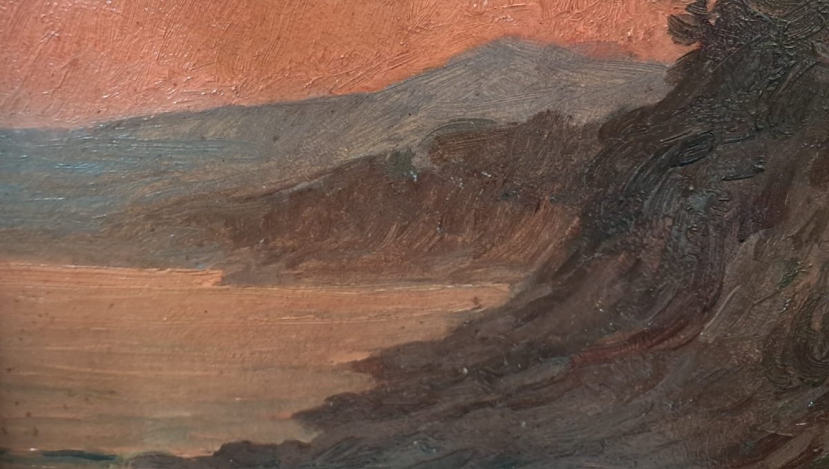 Marcel Dominique Poggioli, View Of Corsica, Oil On Panel, Early 20th Century-photo-2