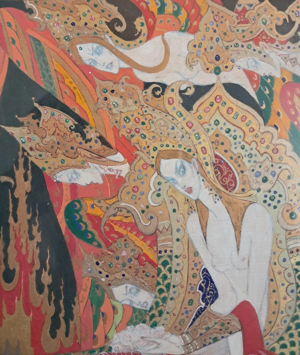 Paul Mak, Miniature, Gouache On Paper, 20th Century-photo-4