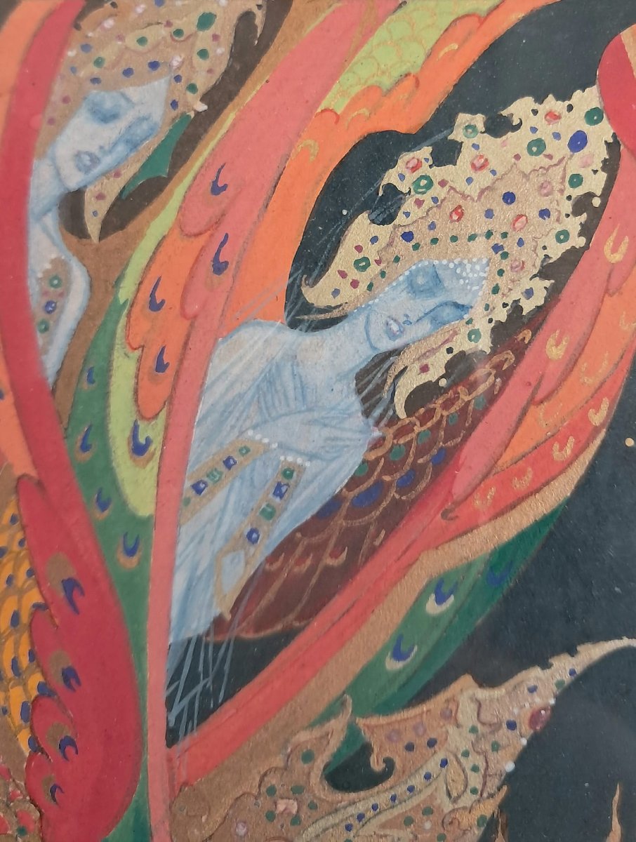 Paul Mak, Miniature, Gouache On Paper, 20th Century-photo-1
