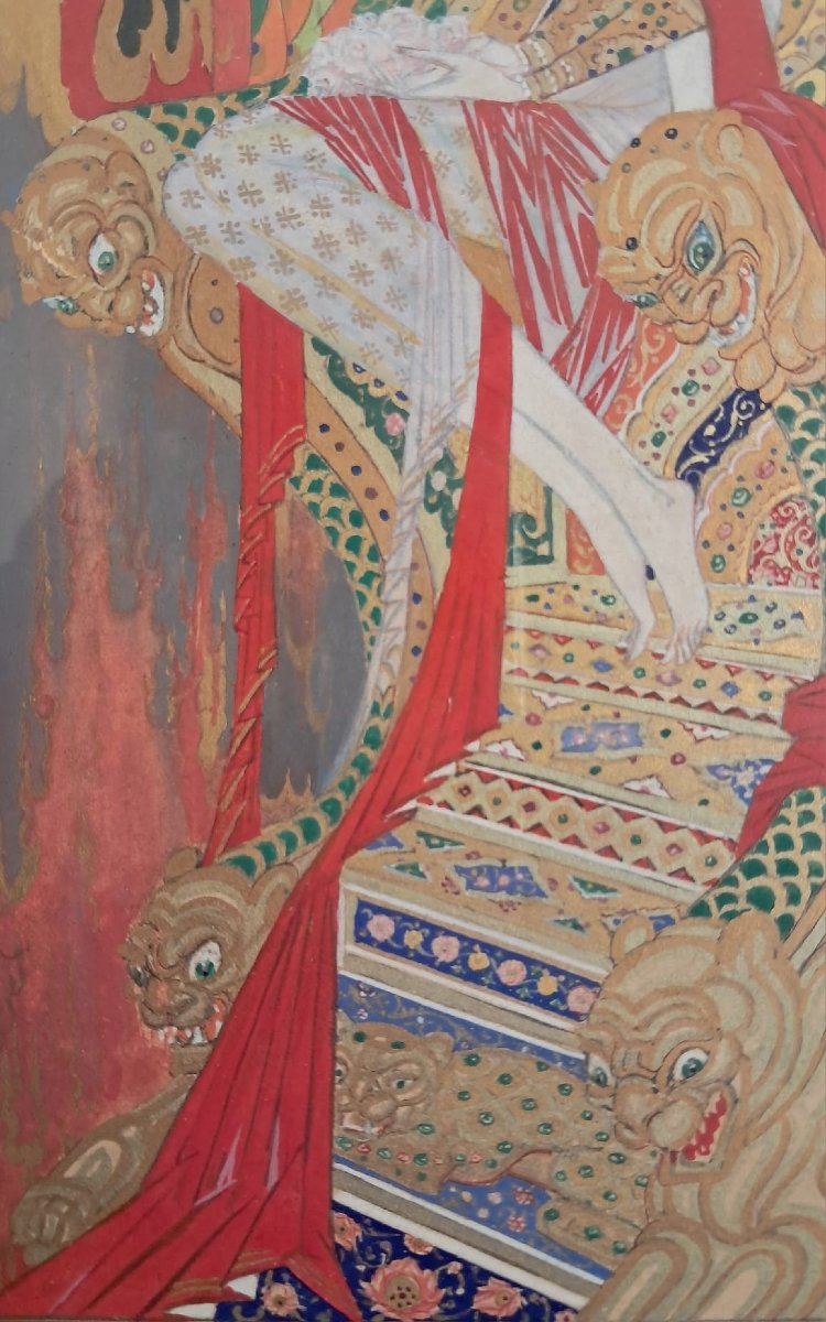 Paul Mak, Miniature, Gouache On Paper, 20th Century-photo-3