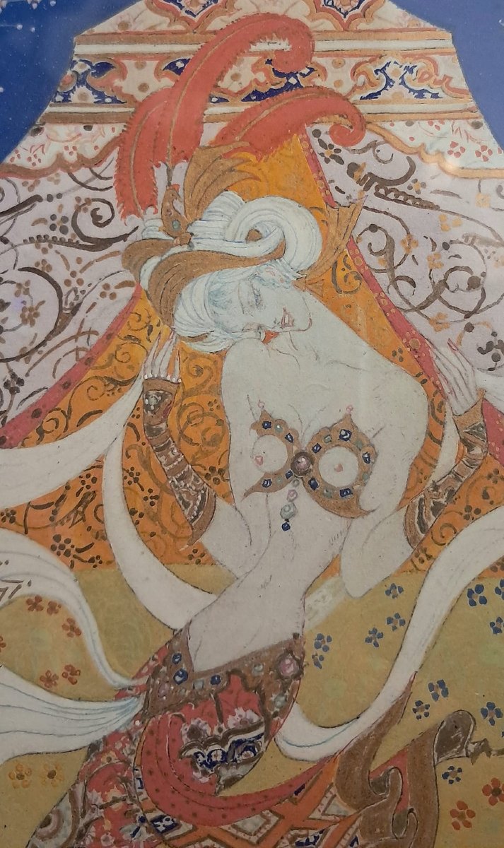 Paul Mak, Miniature, Gouache On Paper, 20th Century-photo-2