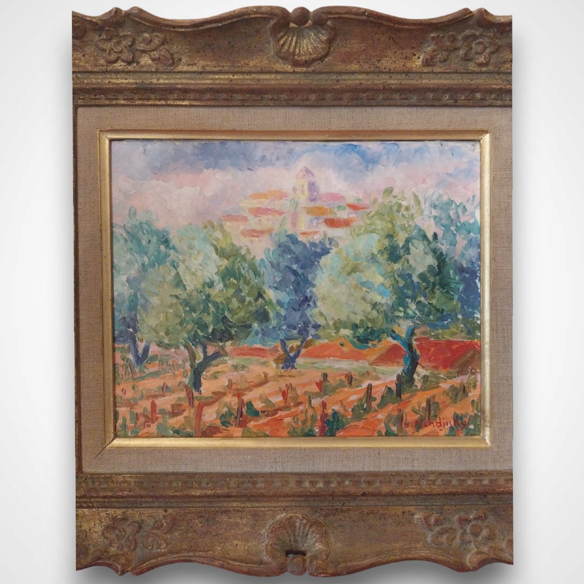 Serge Mendjisky (1929-2017) , Oil On Canvas, View Of Saint Paul De Vence, 20th Century-photo-2