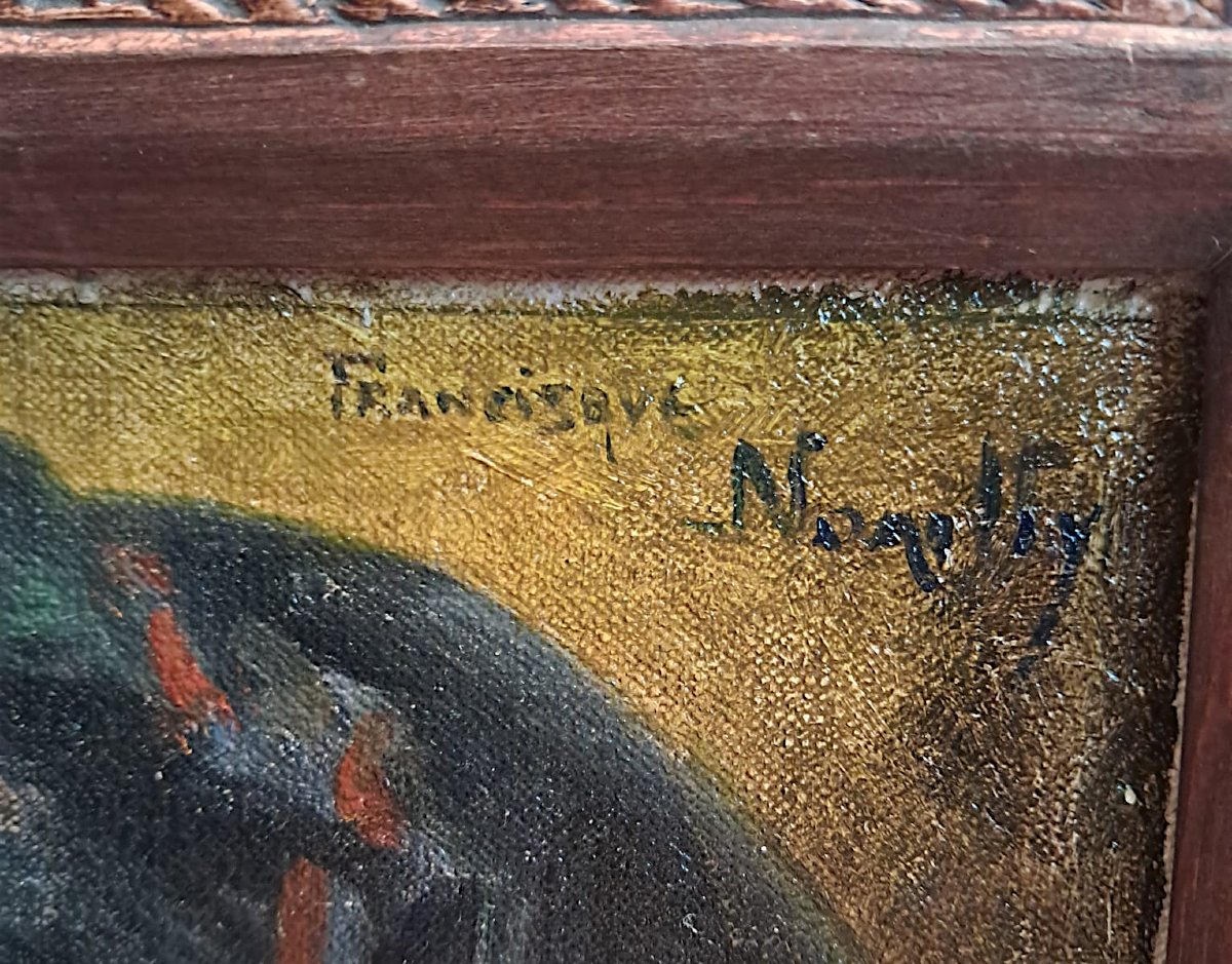 Francisque Noailly, portrait, huile sur toile marouflée sur panneau, fin XIXe-début XXe-photo-3