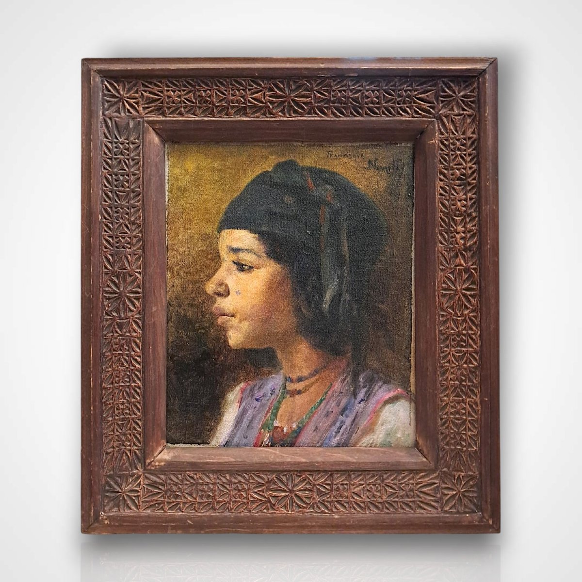 Francisque Noailly, portrait, huile sur toile marouflée sur panneau, fin XIXe-début XXe