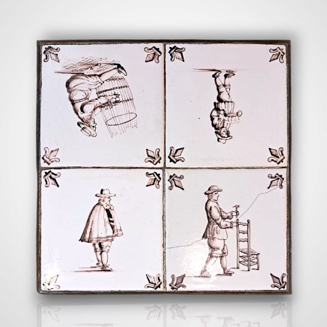 Pedestal Table In Wrought Iron And Delft Earthenware, 20th Century-photo-4