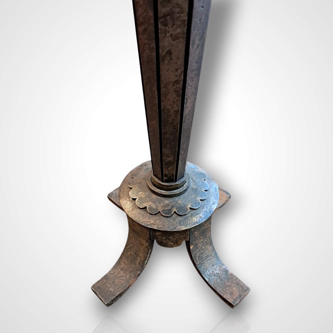 Pedestal Table In Wrought Iron And Delft Earthenware, 20th Century-photo-1
