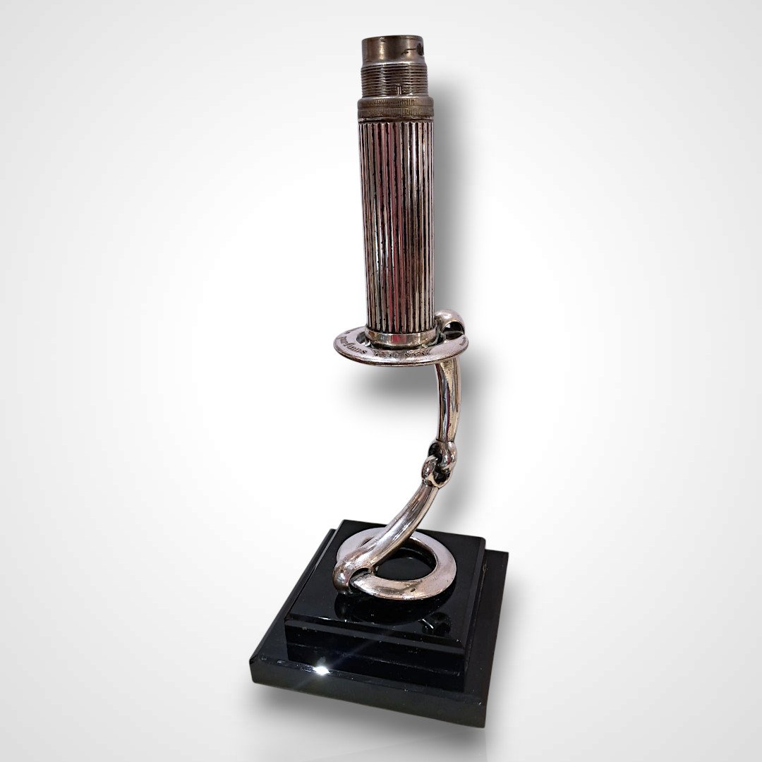 Mellerio pour Carven, lampe en m&eacute;tal argent&eacute;, ann&eacute;es 60-photo-3