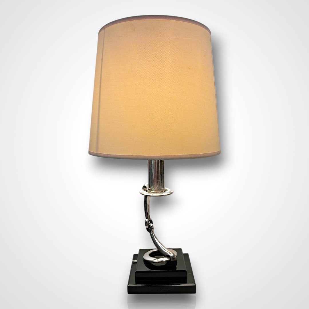 Mellerio pour Carven, lampe en m&eacute;tal argent&eacute;, ann&eacute;es 60