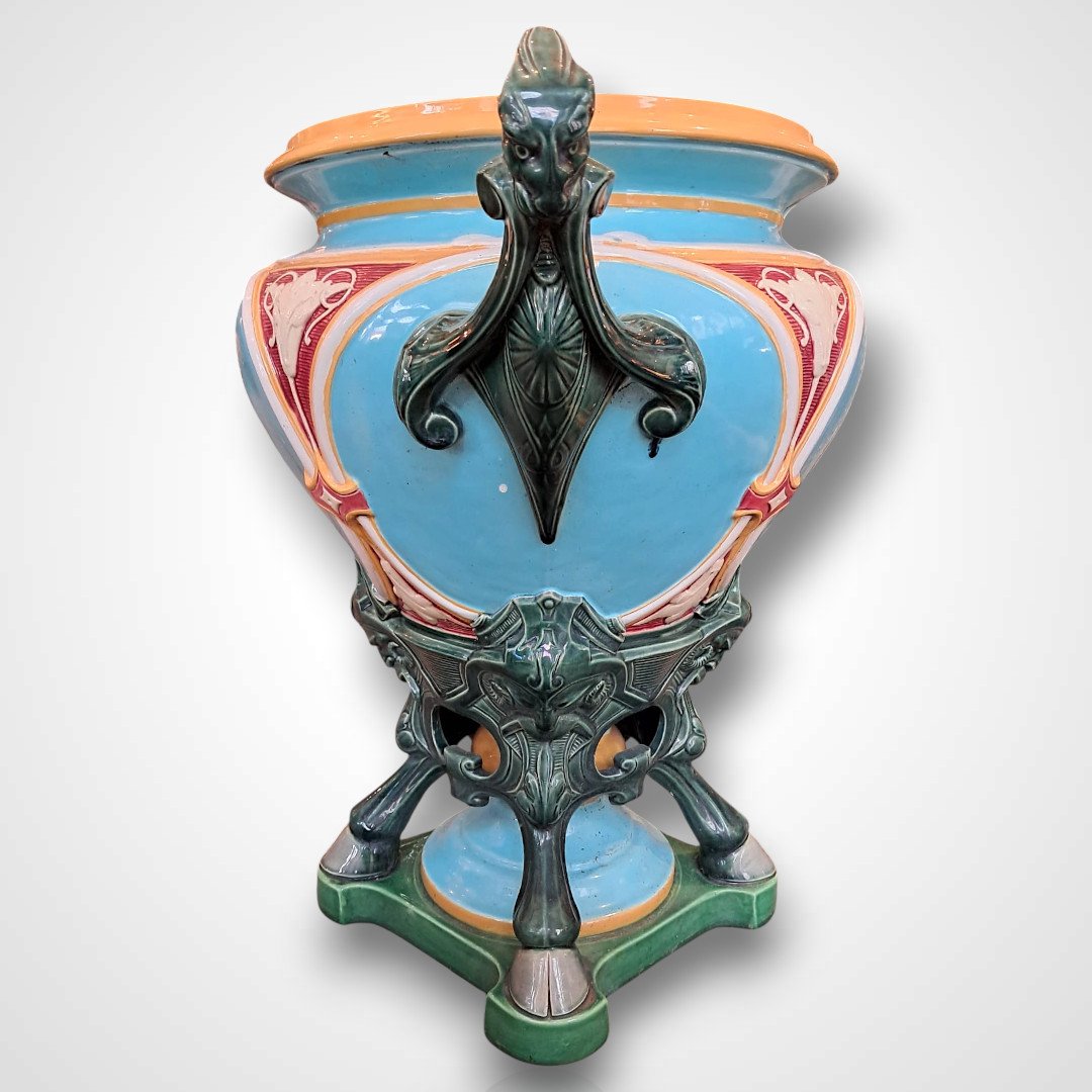 Jardinière en majolique, Minton, XIXe-photo-3
