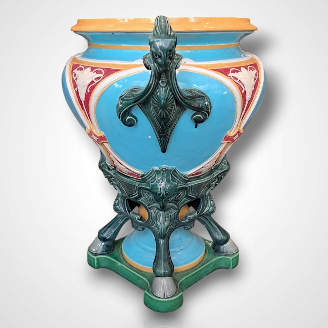 Jardinière en majolique, Minton, XIXe-photo-4
