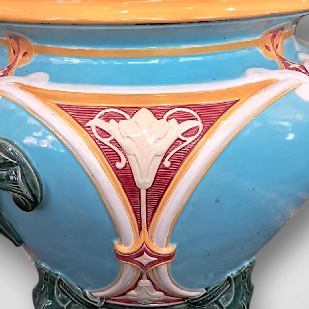 Jardinière en majolique, Minton, XIXe-photo-4