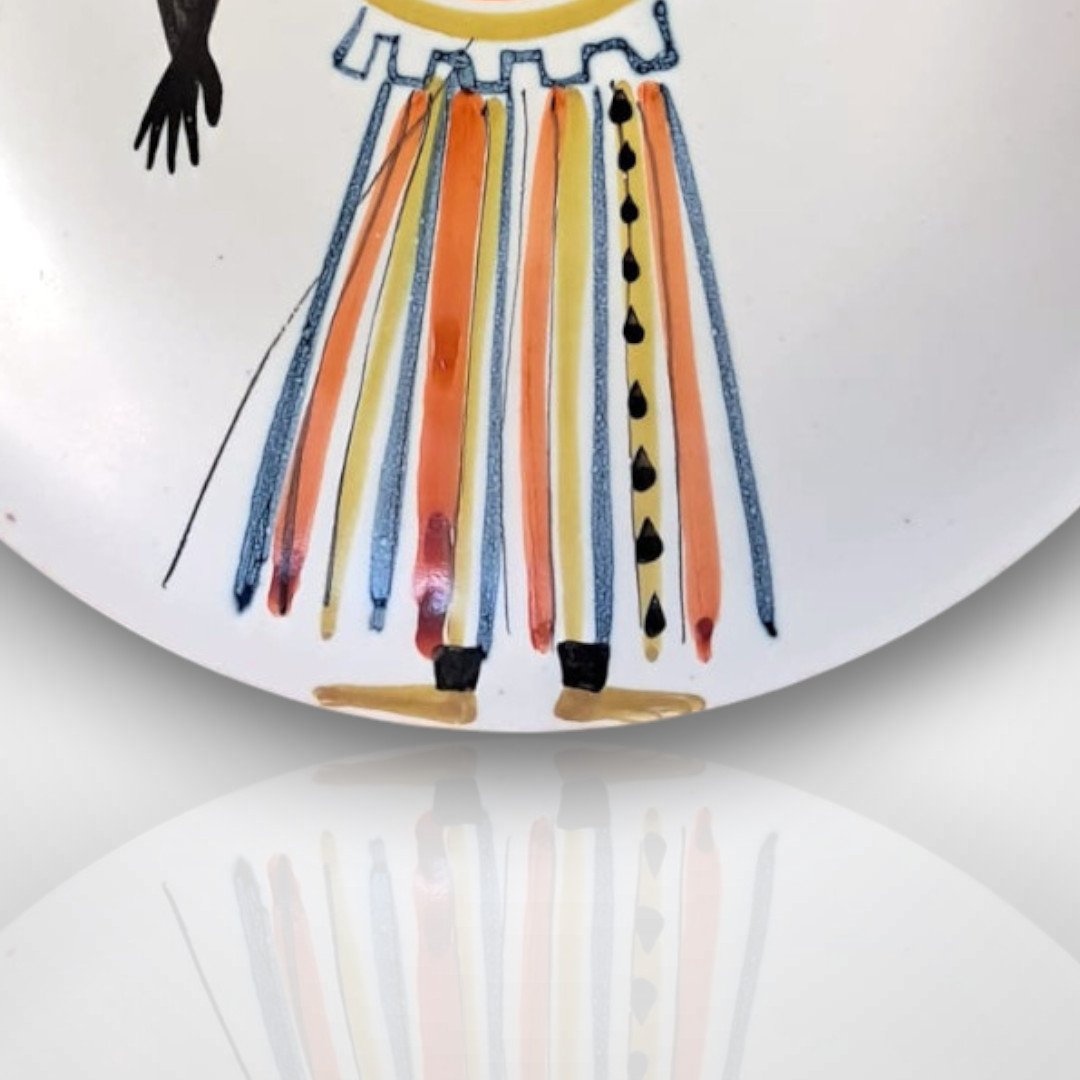 Roger Capron, Decorative Ceramic Plate, 20th Century-photo-4