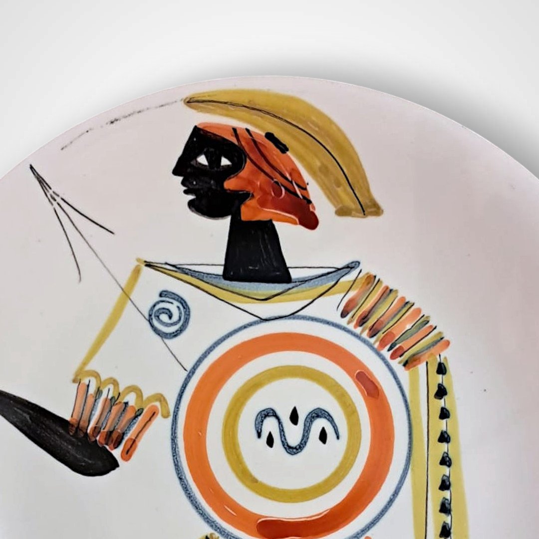 Roger Capron, Decorative Ceramic Plate, 20th Century-photo-3