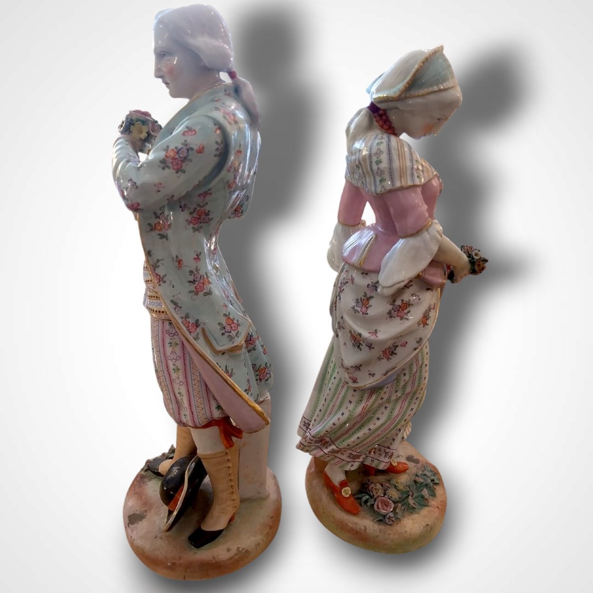 Couple en porcelaine dans le goût de Meissen, XXe-photo-2