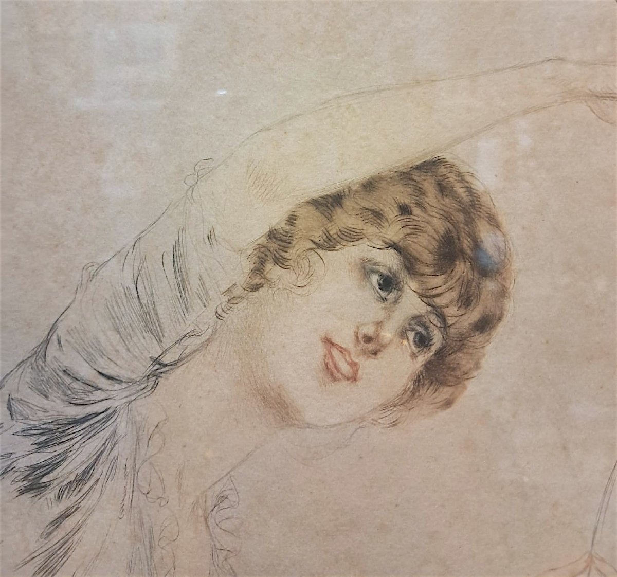 Louis Icart, Young Woman With A Parrot, Etching, 20th Century-photo-1