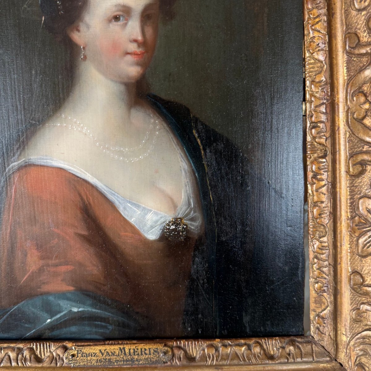 Portrait de Dame de qualité, attribué à Frans Van Mieris , fin XVIIème -photo-3